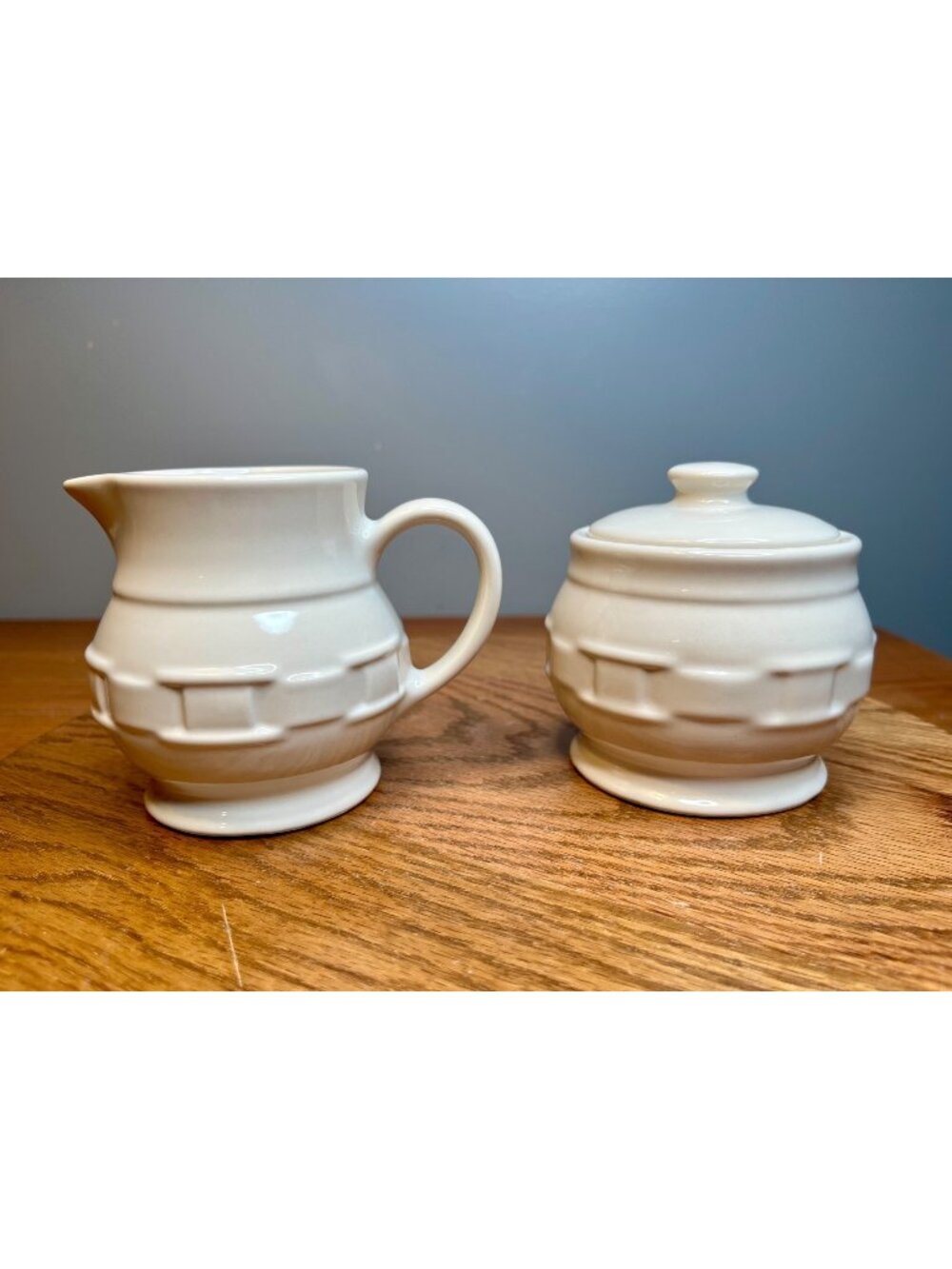 Longaberger Woven Traditions Ivory Sugar and Creamer Set